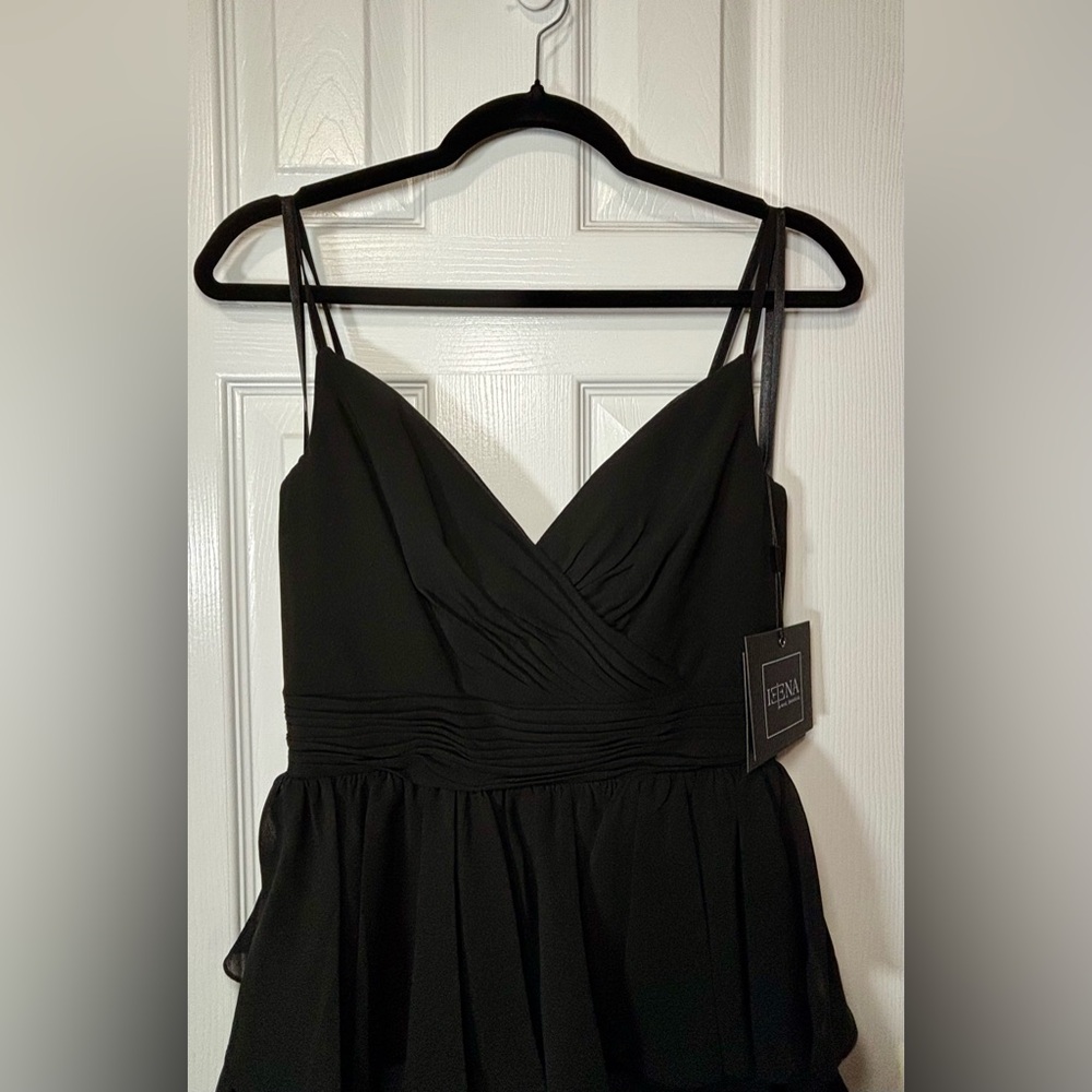 NWT IEENA FOR MAC DUGGAL SZ 2 BLACK Sheer Chiffon Overlay V-Neckline #55437 - Picture 2 of 10